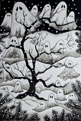 Day 3 Picking a Tree Draw-cember • BeGrimed Boos™ • Original