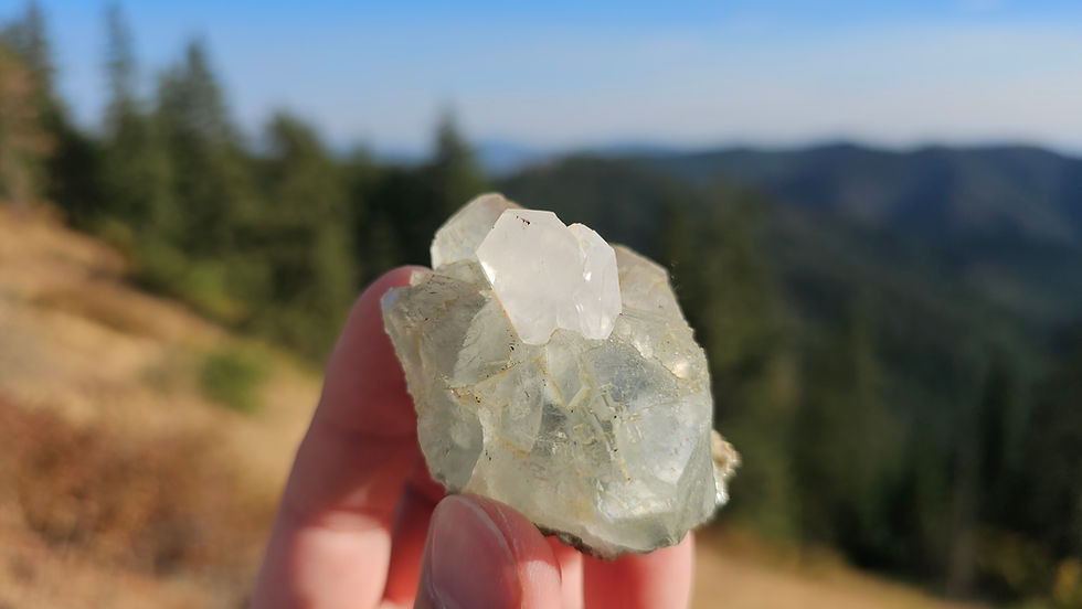 Thumbnail: Calcite on Clear Fluorite Specimen