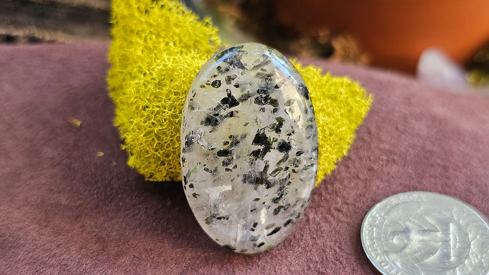 Epidote in Quartz Cabochon View 2