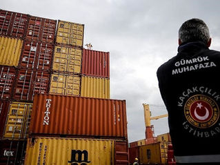 Gumruk Muhafaza standing looking onto containers in istanbul