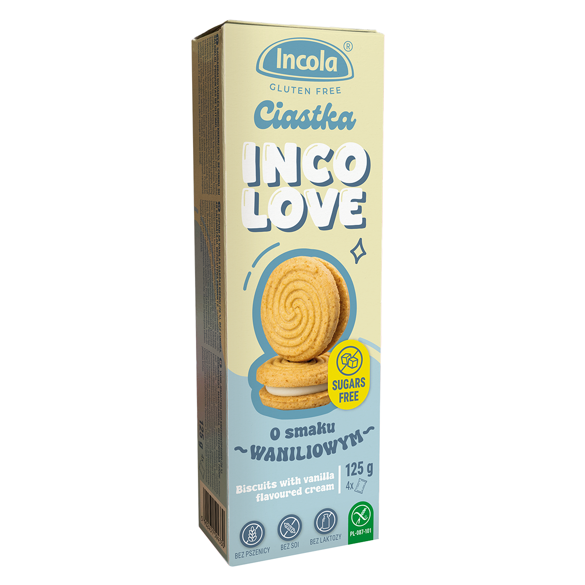 Incola G/F Sugar Free Sandwich Biscuits Vanilla Cream 120g
