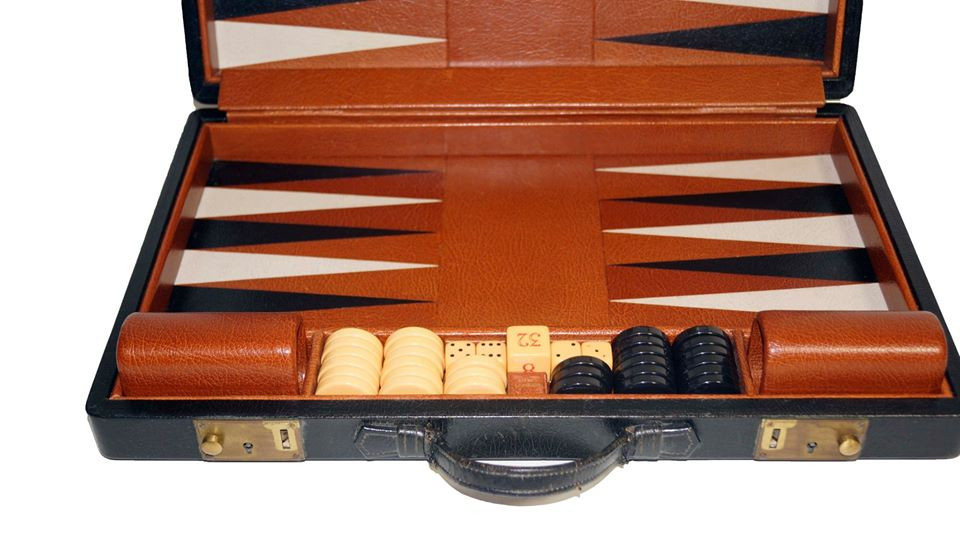 Asprey Of London All Leather Backgammon board 1.25" checkers Travel Size