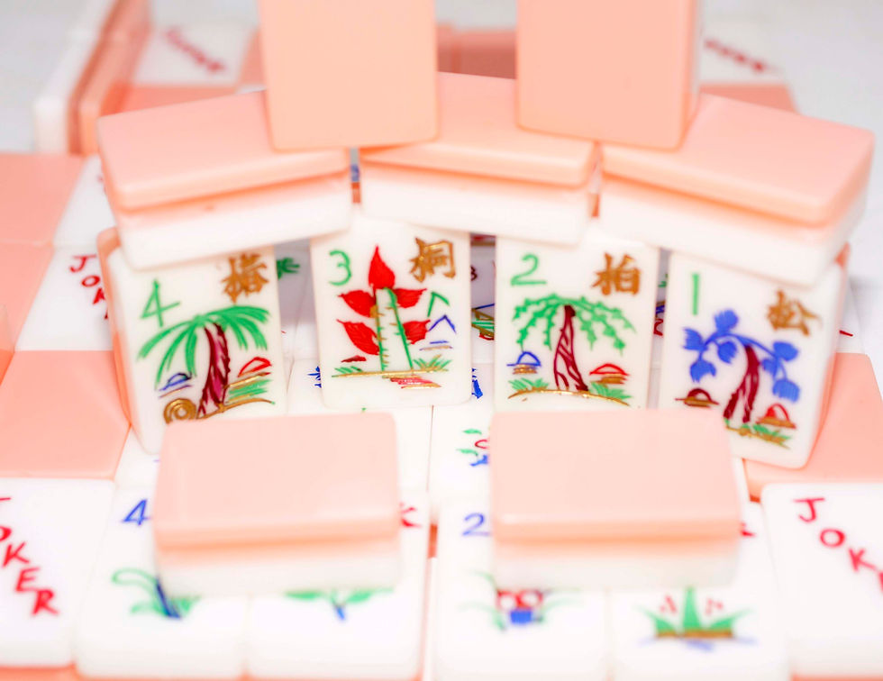 Thumbnail: PINK Tri-Tone set with 168 tiles 6 bouquets of flowers & 8 "Jokers"