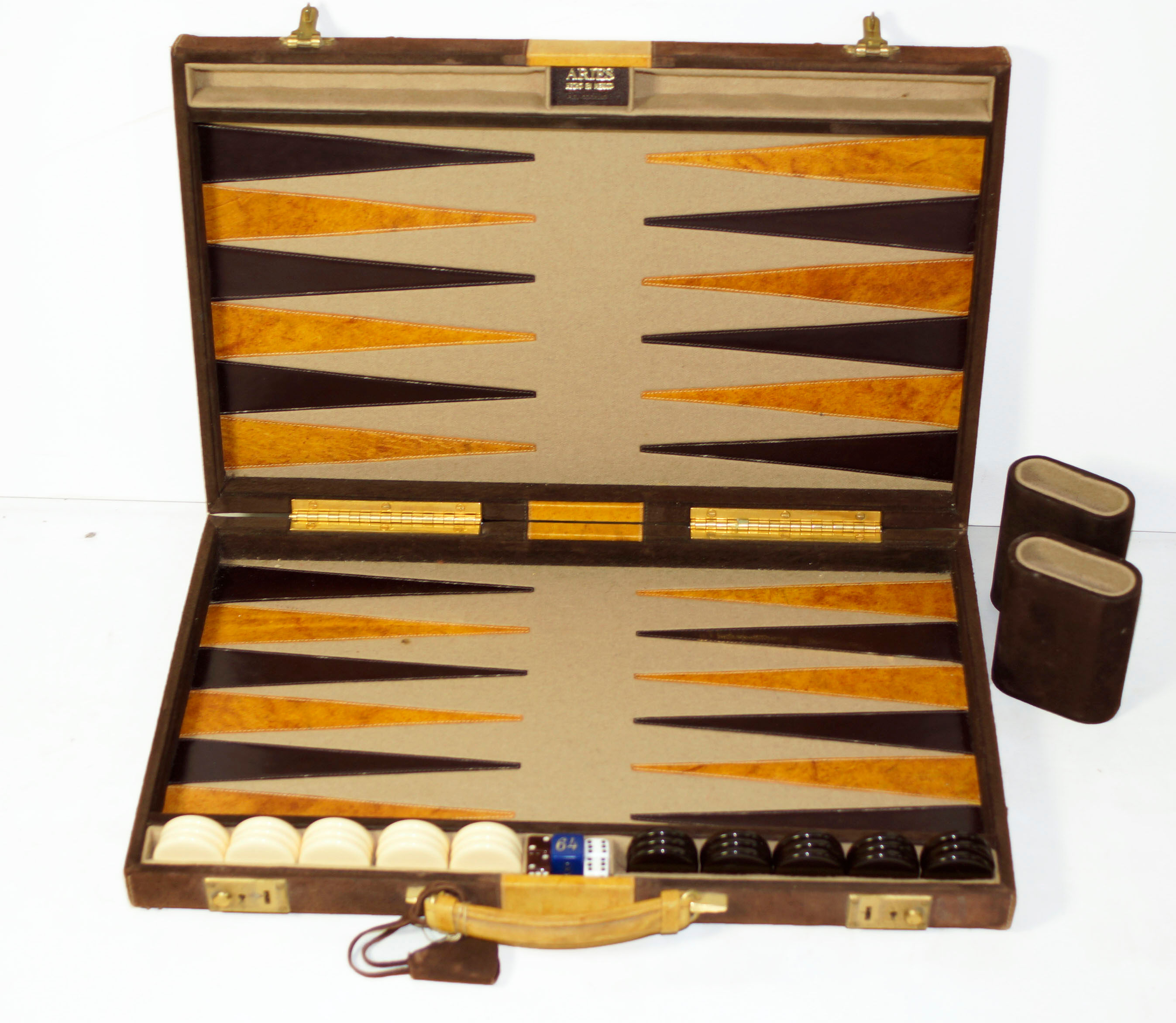 Aries of Mexico 1.5" Brown Suede with Tan stripe ~ Cochino Leather (Pig)