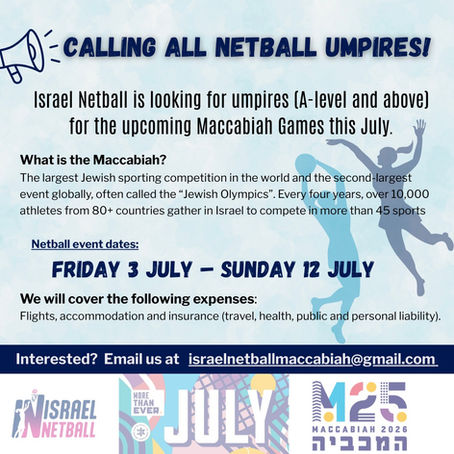 Umpiring Opportunity: Maccabiah Games 2026 (Information Notice)