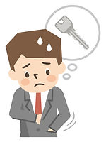 鍵を探す若い男性