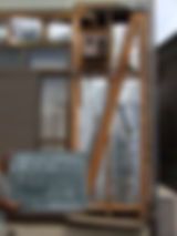 2,戸袋の一時撤去,外壁解体片筋かい30x90(mm)