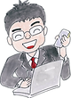 お問合せをすすめる男性のイラスト