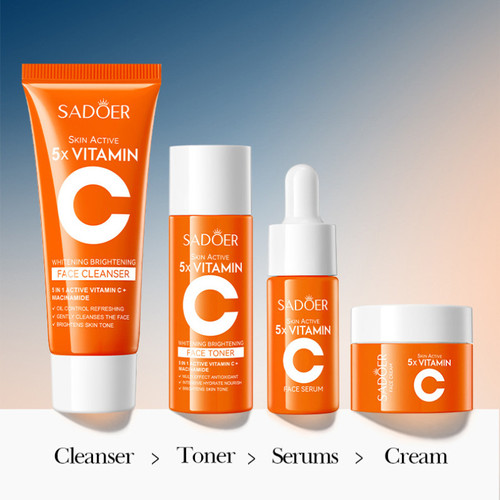 4pcs/box SADOER 5x Vitamin C Kit Whitening Moisturizing Travel Set