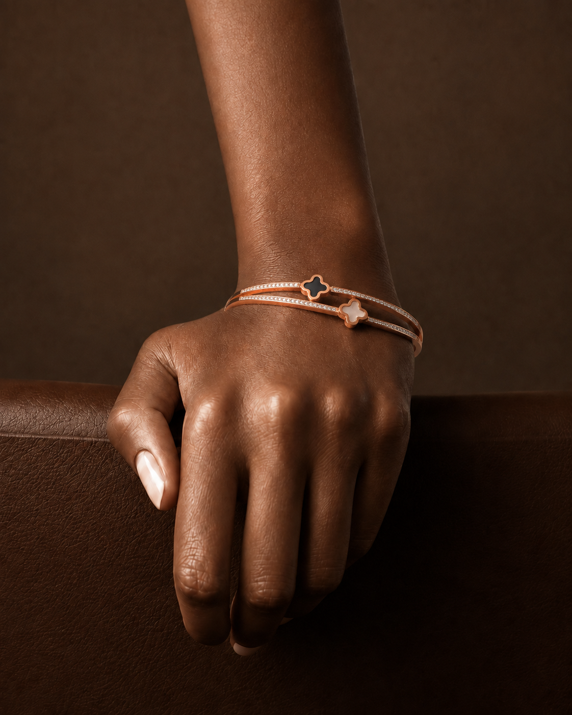 Clover Crystal Bangle Bracelet