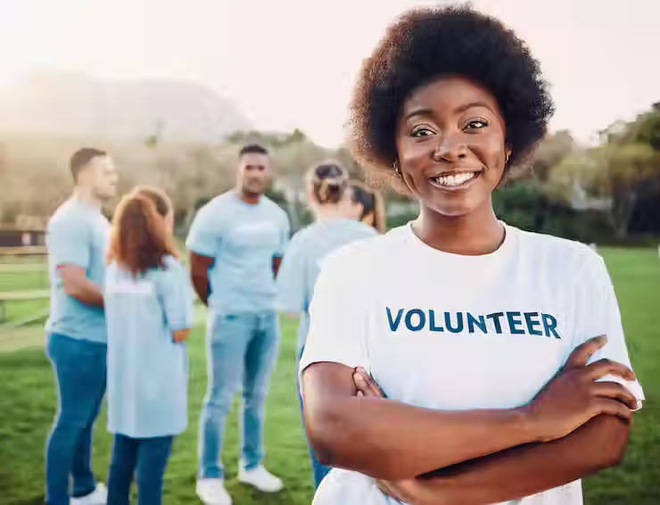 black-woman-portrait-volunteer-smile-with-eco-friendly-help-environment-sustainability-gre