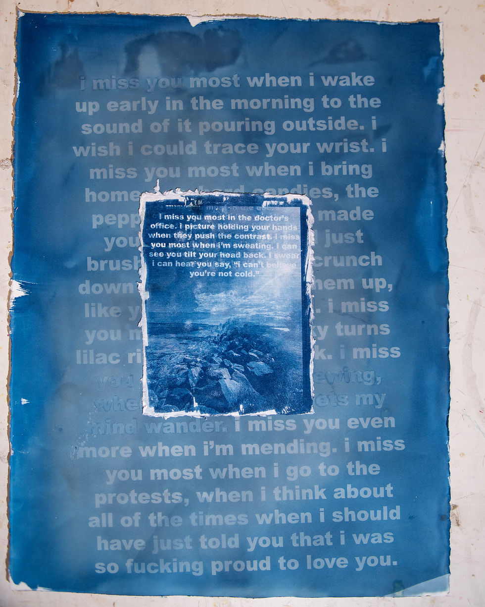 Layered cyanotype print by EMERGE AIR in Print '26 Joce Leo.