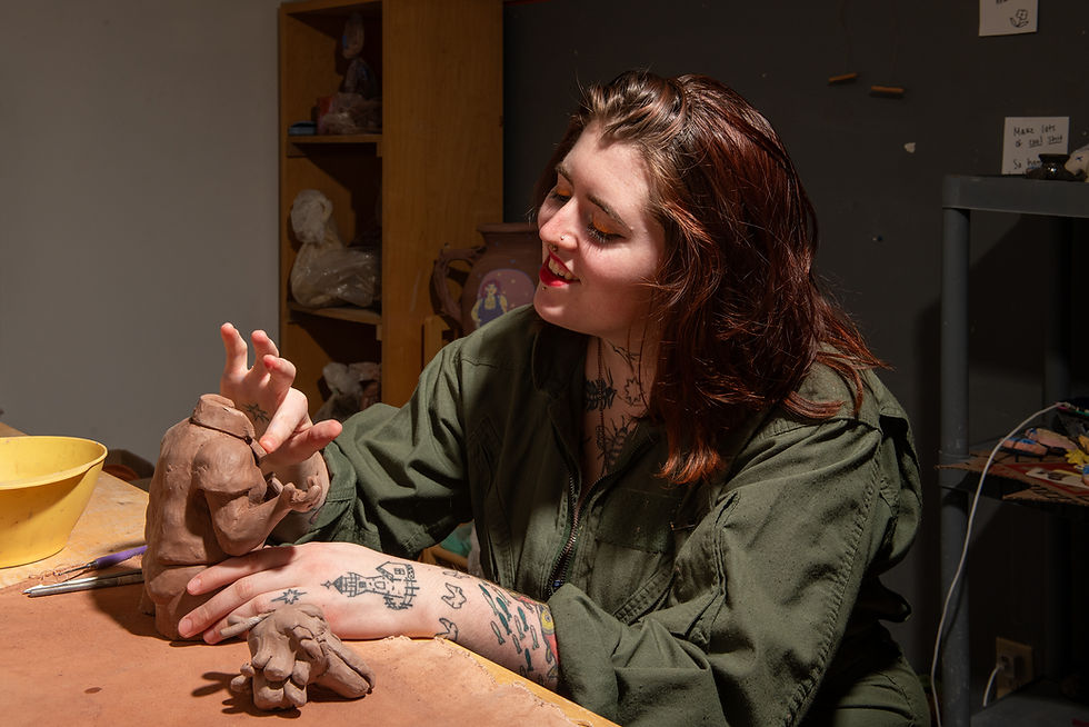 Pictured: Seraphina Helen Gillman at work in the EMERGE clay studio. Photo credit: Bret Woodard.