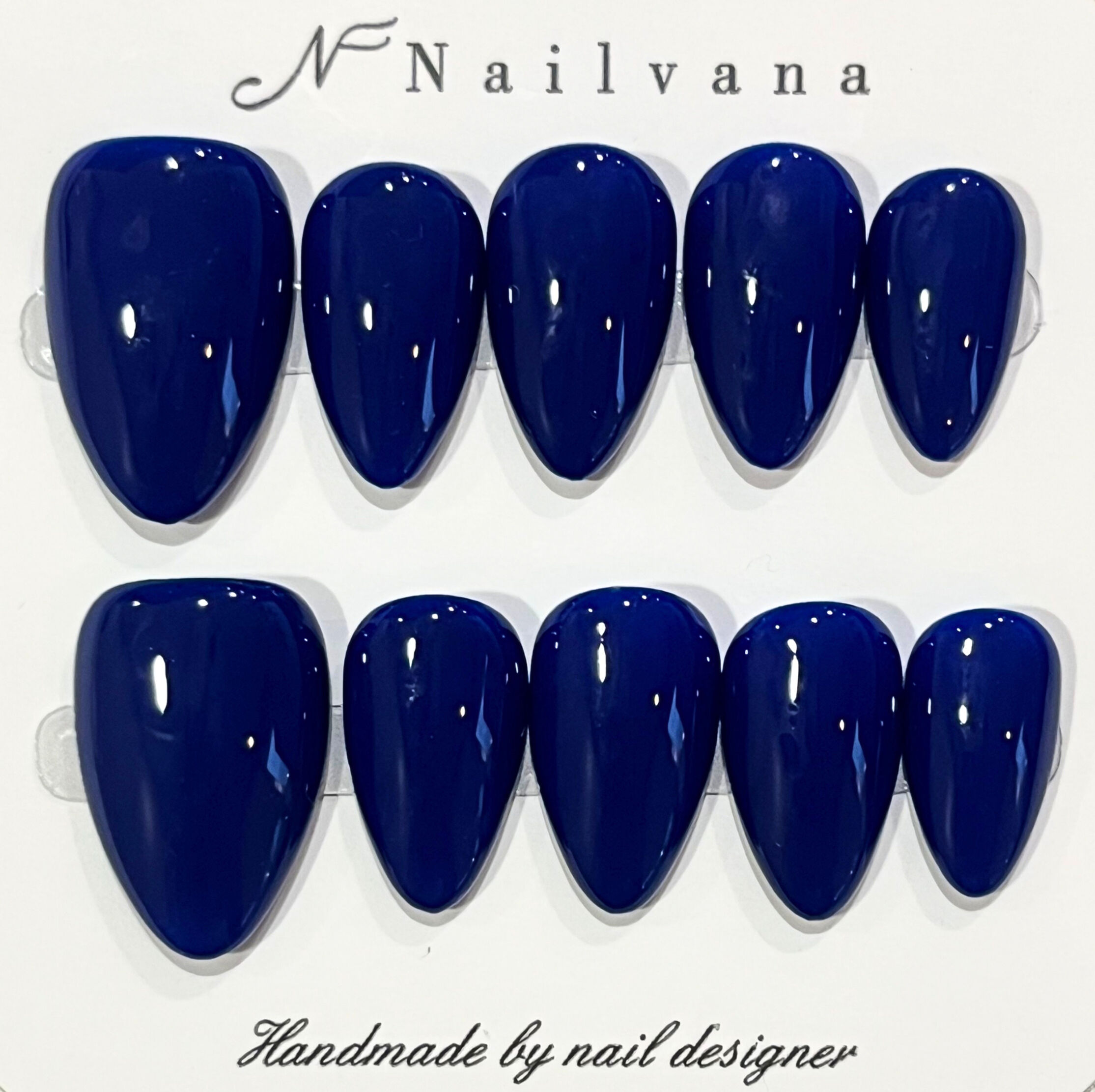 Nailvana Handmade Dark Blue Sapphire Glow Nails