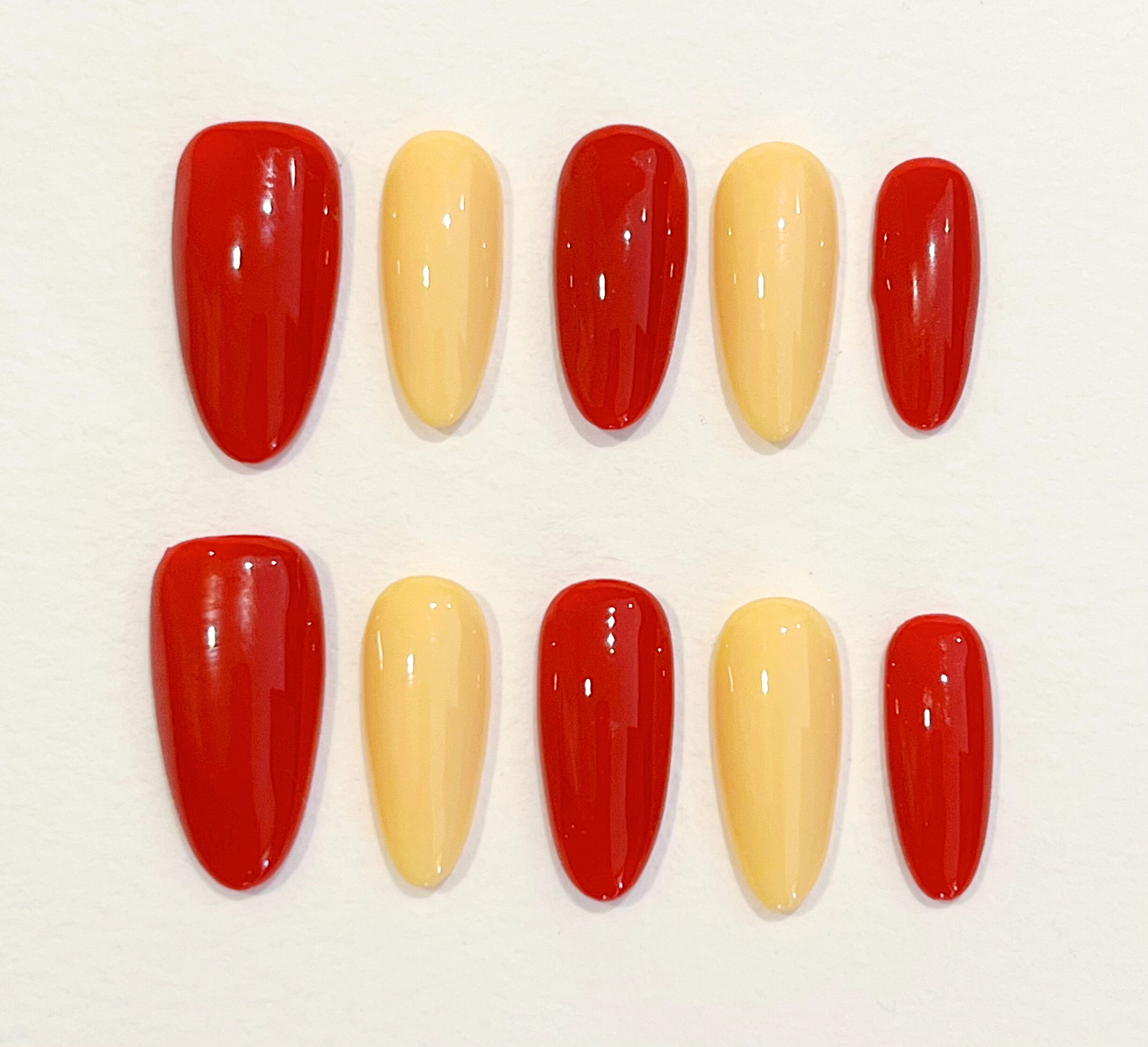 Nailvana Handmade Red & Butter Blend Press-on Nails