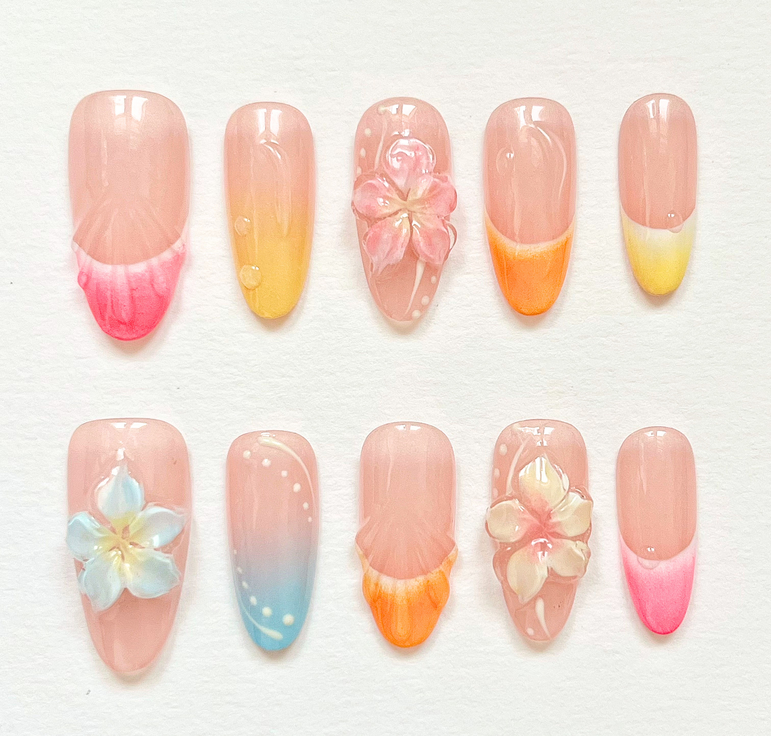 Nailvana Handmade Seaside Blossoms Press-On Nails