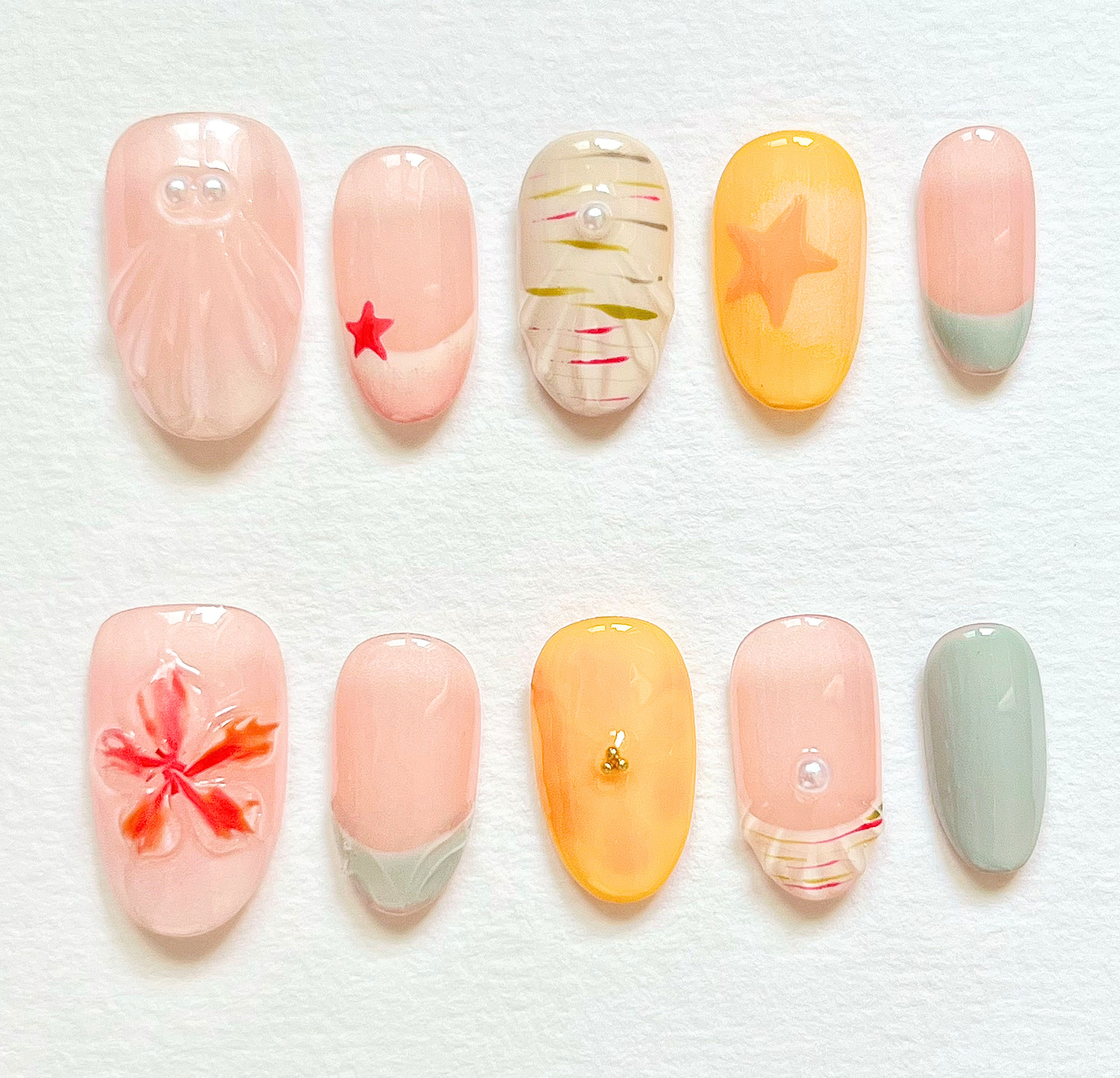 Nailvana Handmade Seaside Treasures Press-On Nails