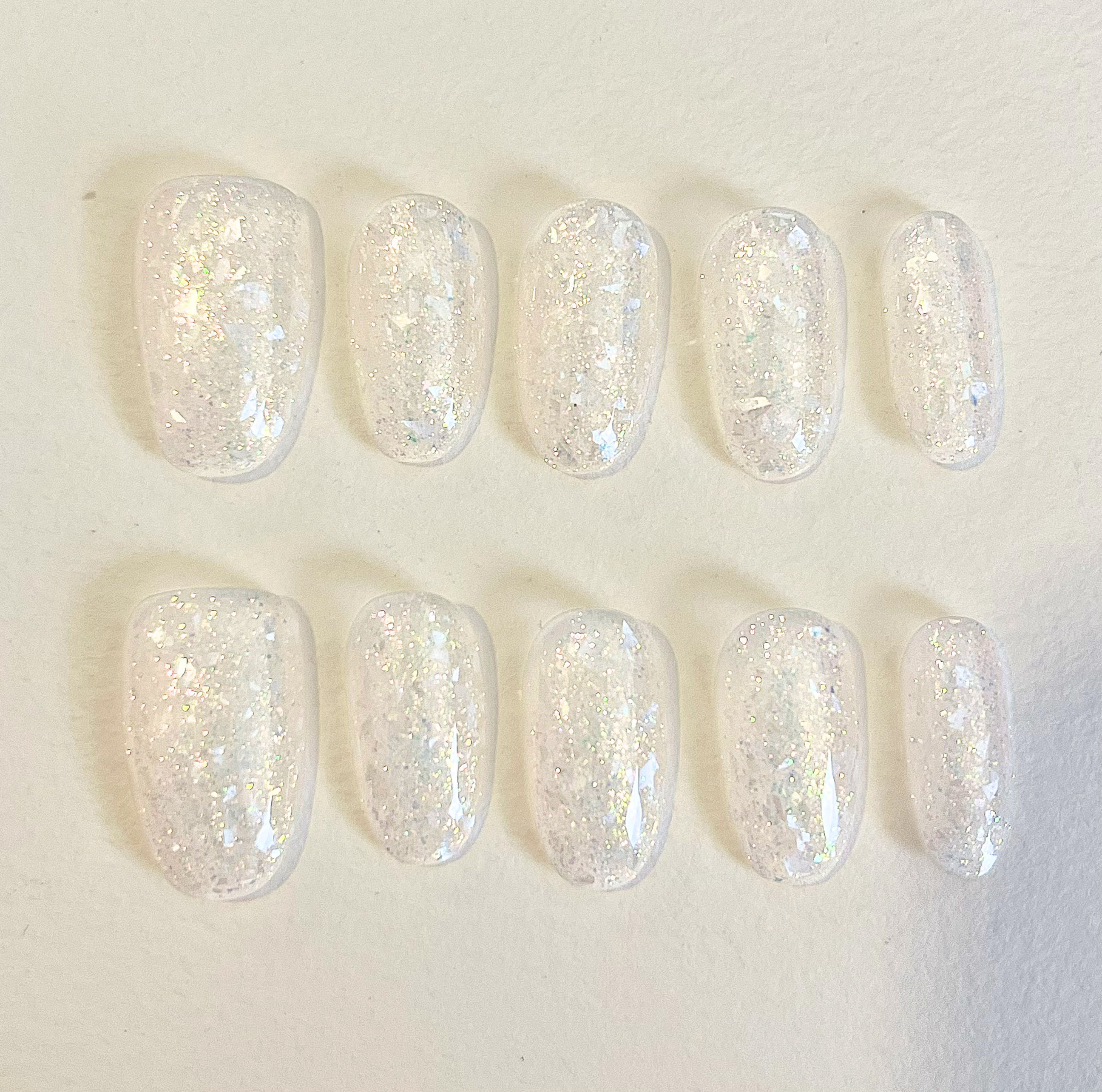 Nailvana Handmade Arctic Crystal Glitter Press-On Nails