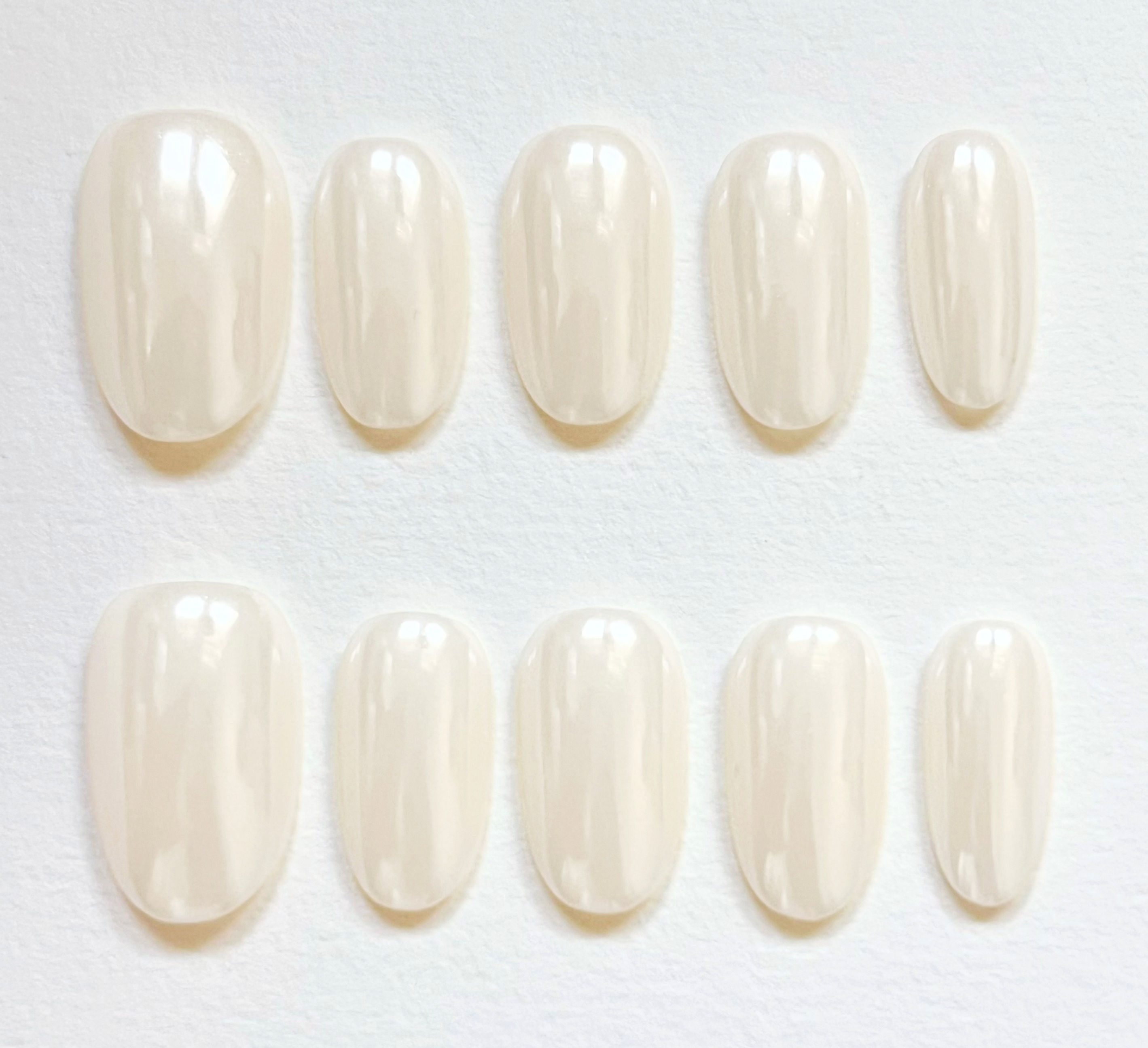 Nailvana Handmade Pearl White Press-On Nails