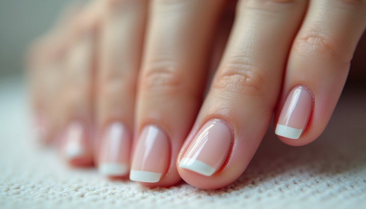 Close-up view of a healthy nailbed with smooth skin and well-shaped nails