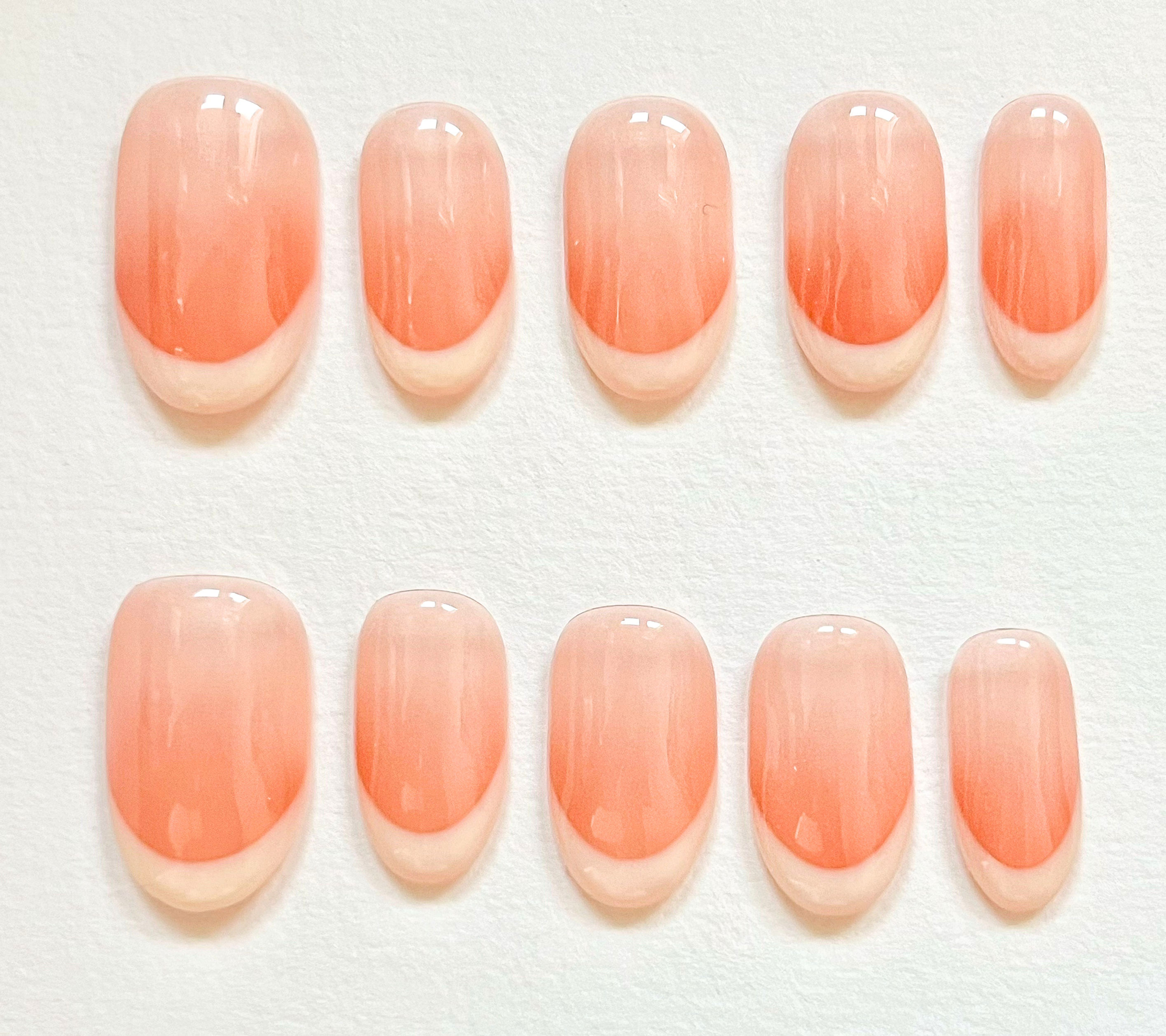 Nailvana Handmade Peach French-tip Press-On Nails