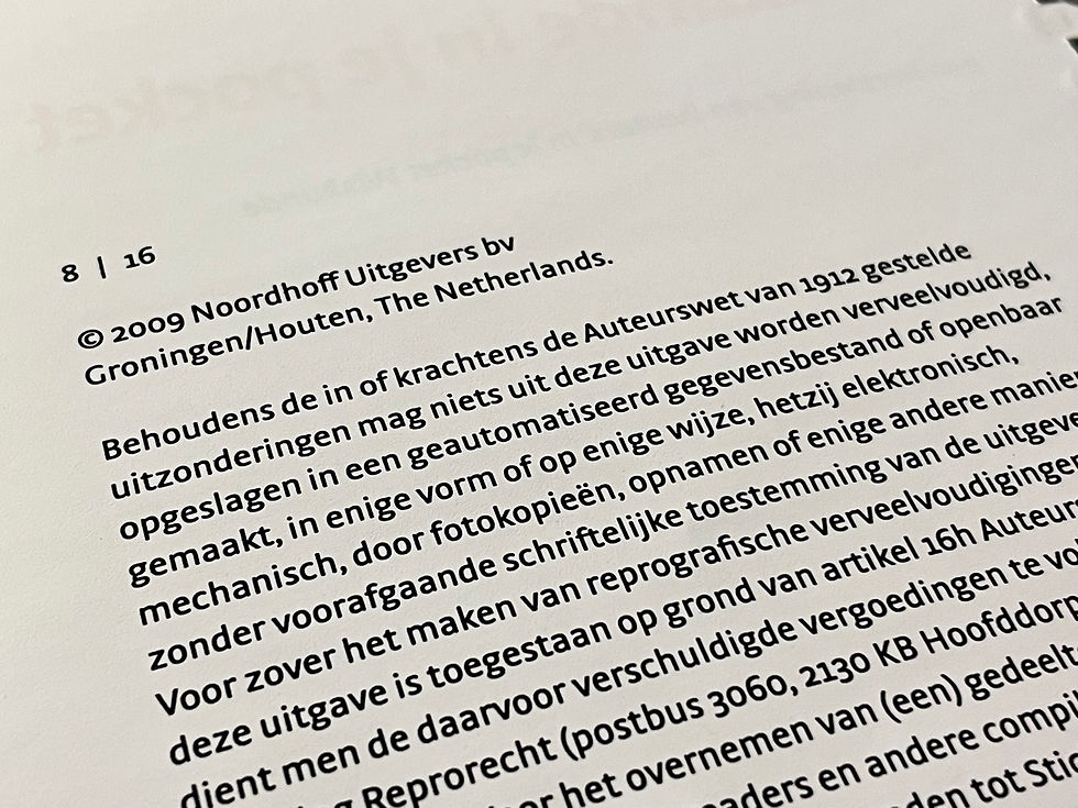 Voorbeeld van auteursrecht op een boek