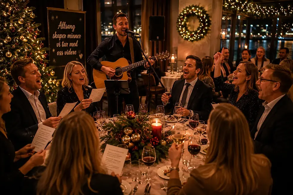 Allsang og live musikk på julebord i Bergen