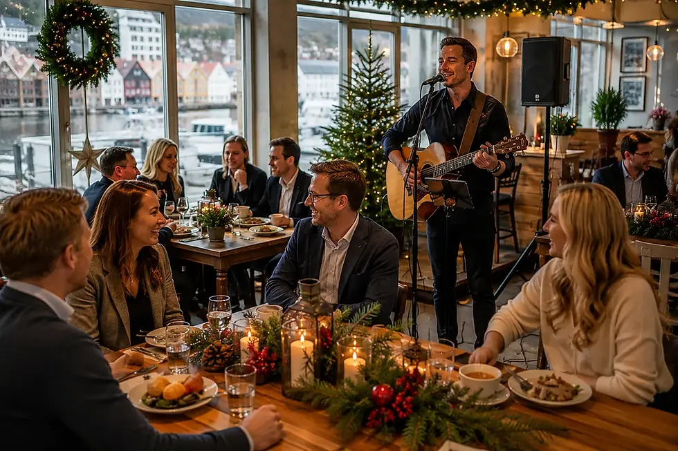 Trubadur til julelunsj og førjulssamling for bedrifter i Bergen