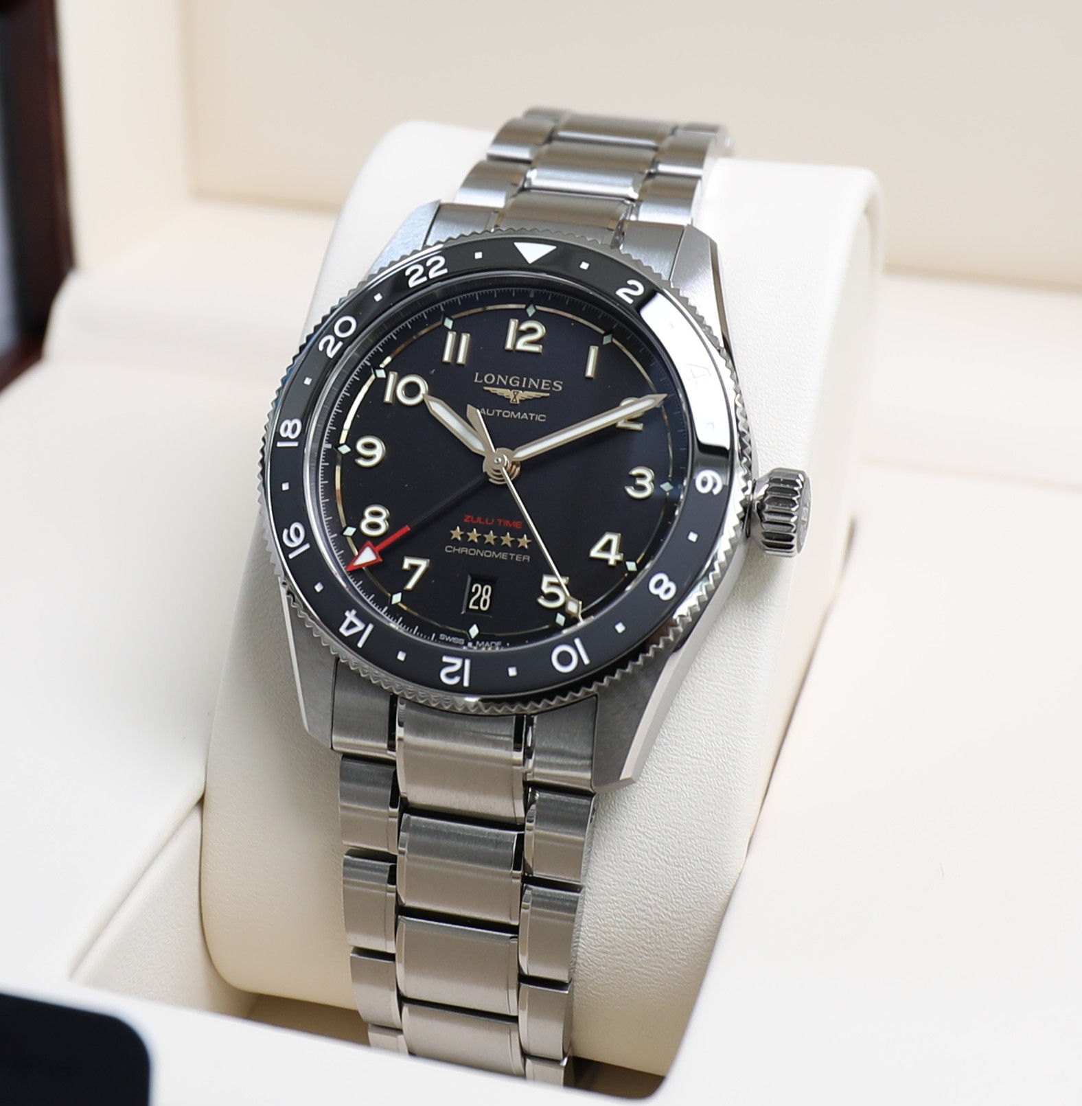 Longines Spirit Zulu Time - Titanium - 39mm - GMT - Ceramic Bezel