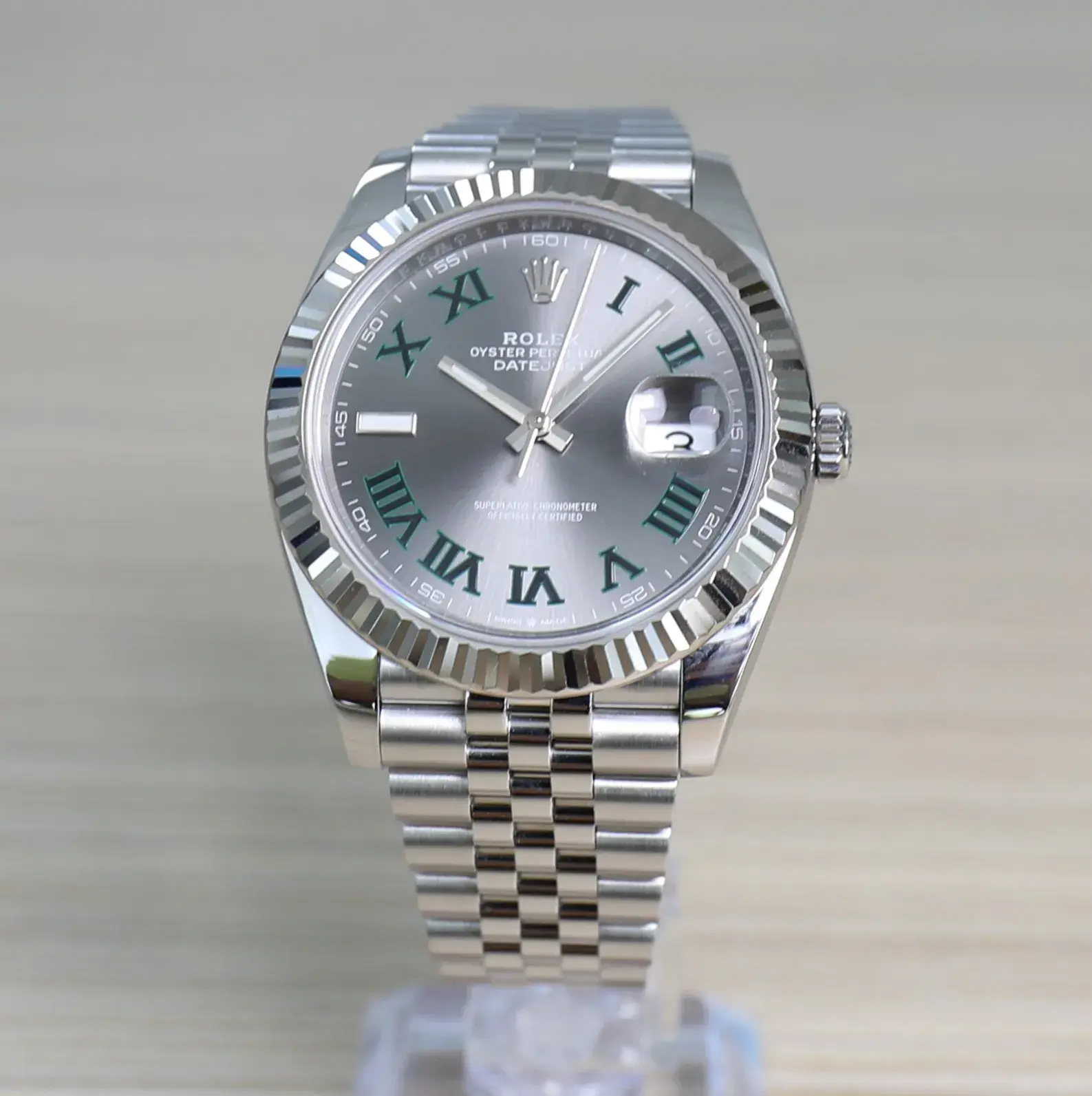 Rolex Datejust 41 - White Gold Fluted Bezel - Jubilee - Wimbledon Dial