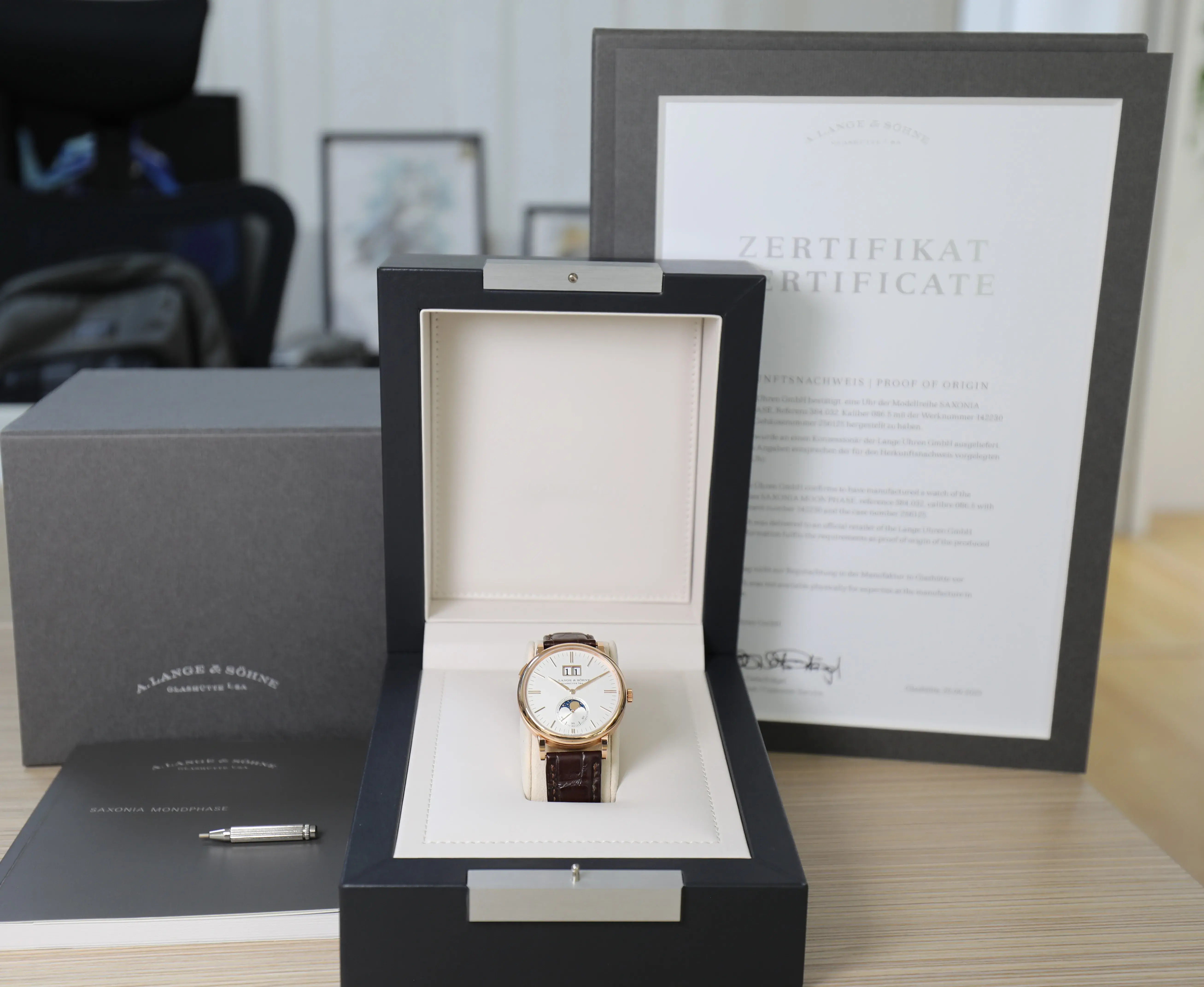 A. Lange & Söhne Saxonia Moon Phase - Rose Gold - 40mm - Archive Papers