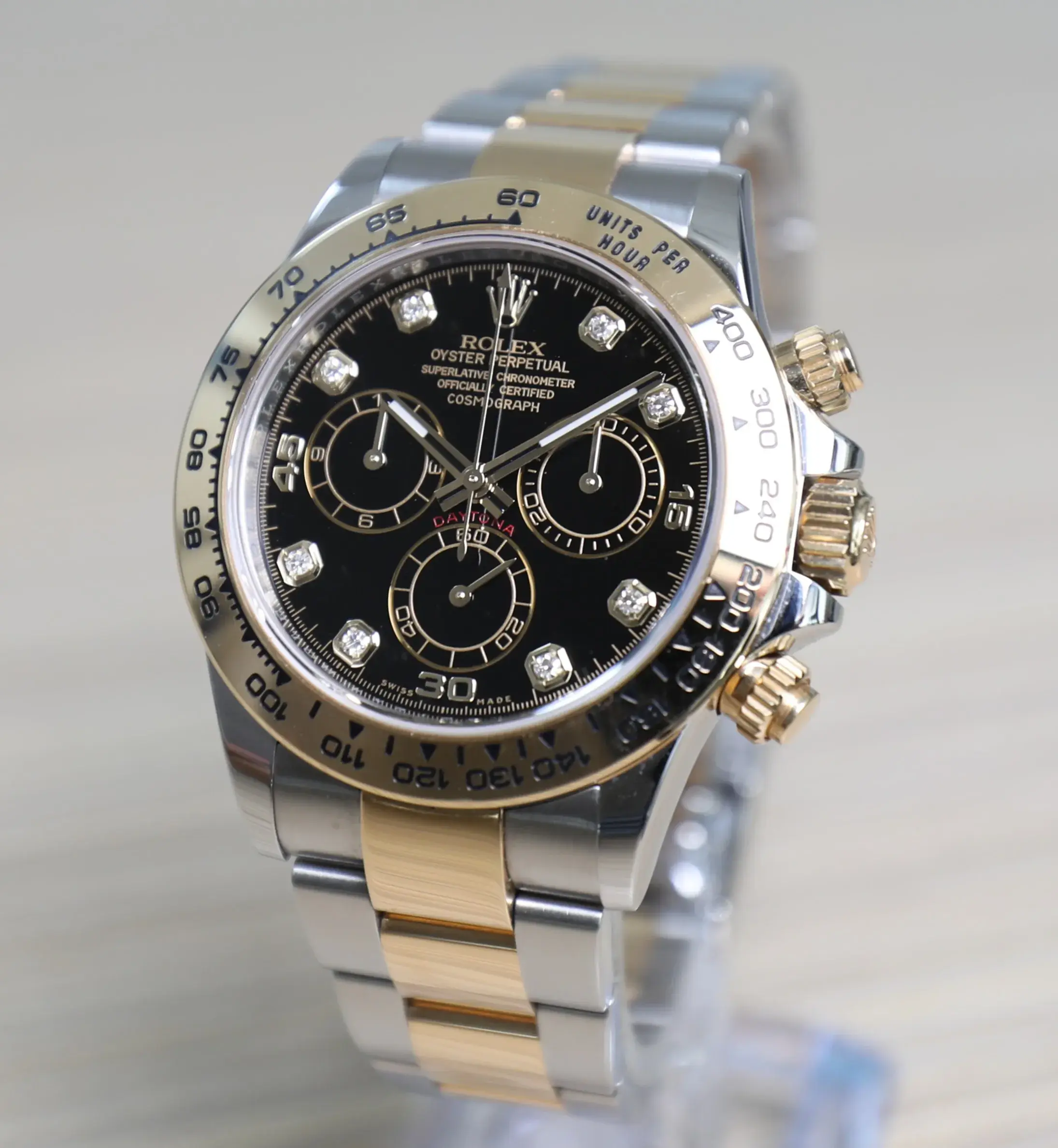Rolex Cosmogrpah Daytona - Two Tone - Black Dial Diamond Index