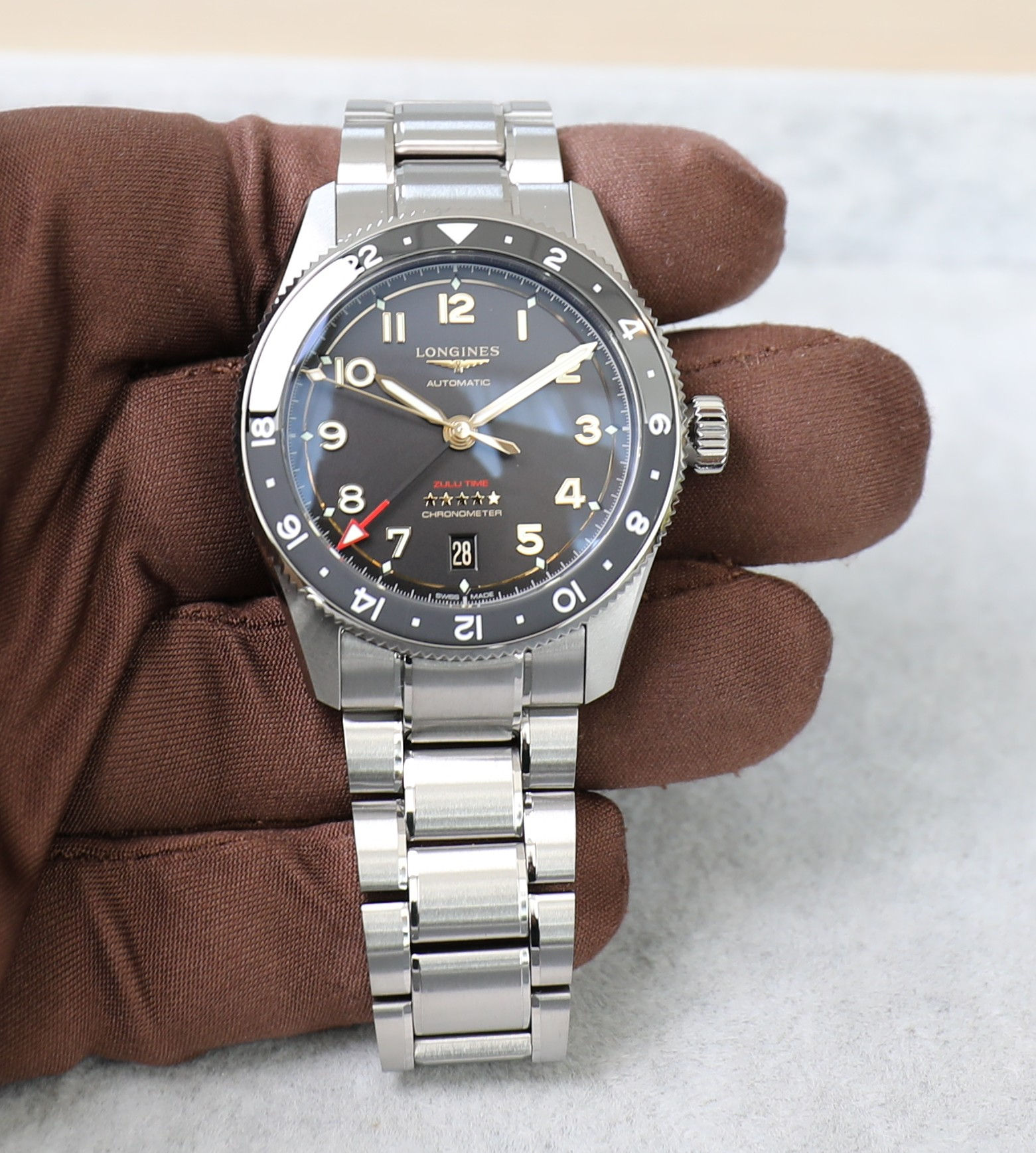 Longines Spirit Zulu Time - Titanium - 39mm - GMT - Ceramic Bezel