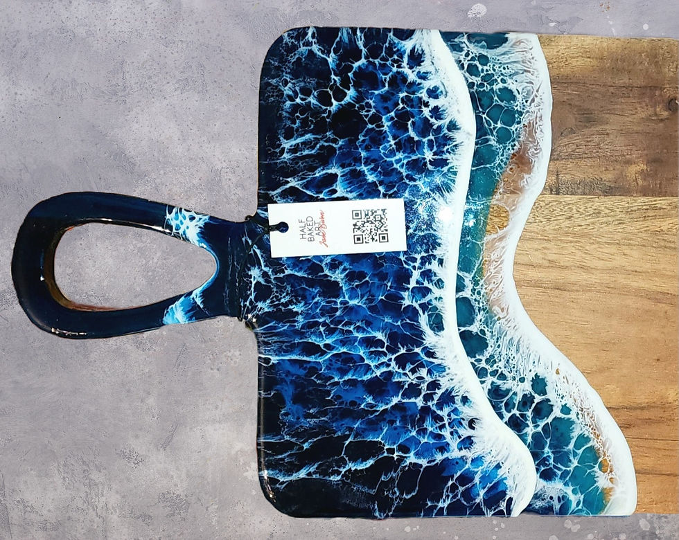 Thumbnail: resin-ocean-waves-charcuterie-board-with-loop-handle-design-2-closeup