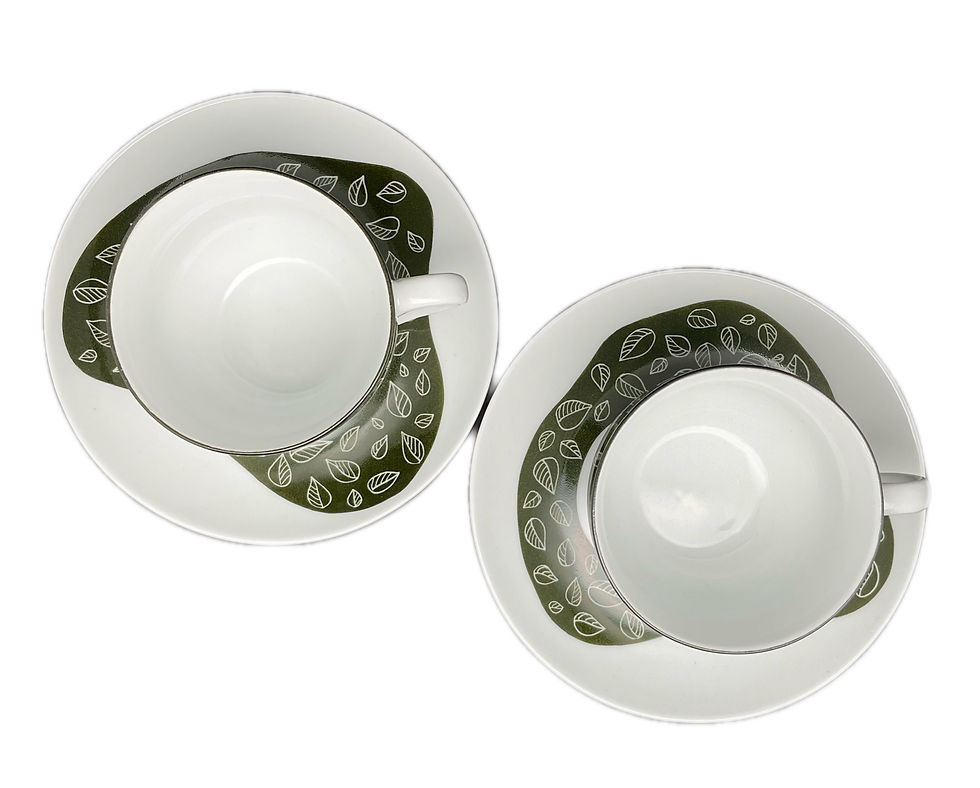 Miniature : Duo de tasses à thé - vert bouteille