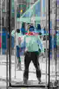 Man in revolving door