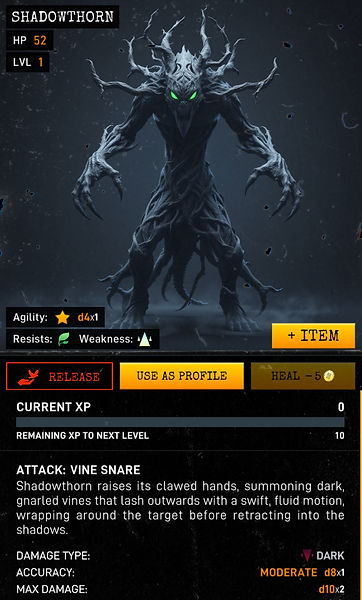 Shadowthorn creature created in warcodes for barcodearchive