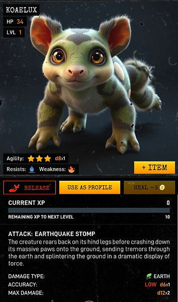 Koaelux Creature Created in Warcodes Mobile Game on Barcode Archive