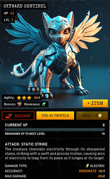 Skyward Sentinel creature created in warcodes mobile game for barcodearchive