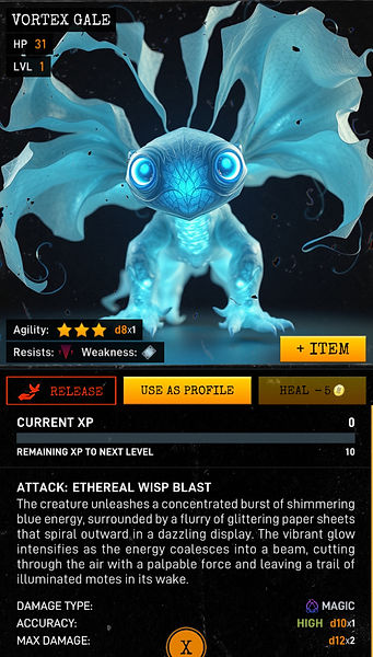 Vortex Gale creature created in warcodes for barcodearchive