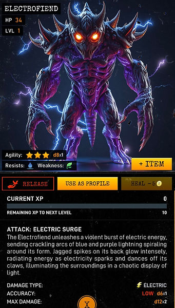 ElectroFiend Creature Created in Warcodes Mobile Game on Barcode Archive