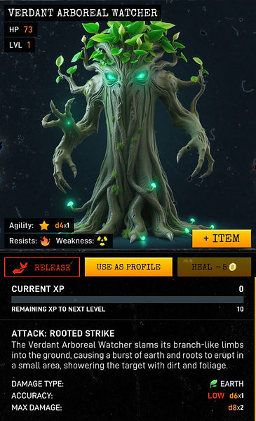 Verdant Arboreal Watcher creature created in warcodes for barcodearchive