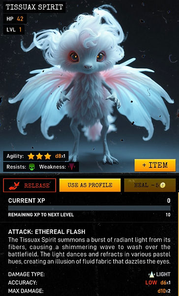 Tissuax Spirit Creature Created in Warcodes Mobile Game on Barcode Archive