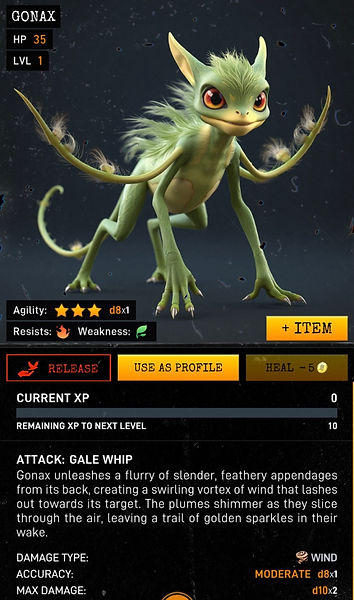 Gonax Creature Created in Warcodes Mobile Game on Barcode Archive