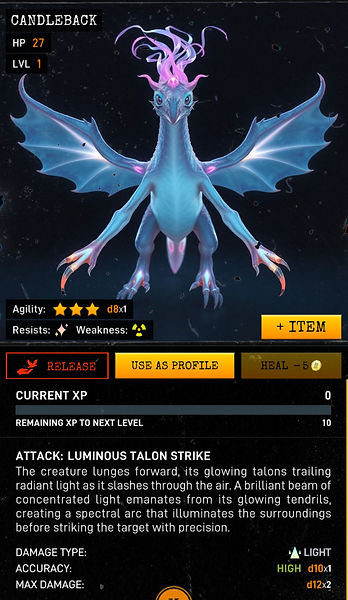 Candleback monster created in warcodes for barcodearchive