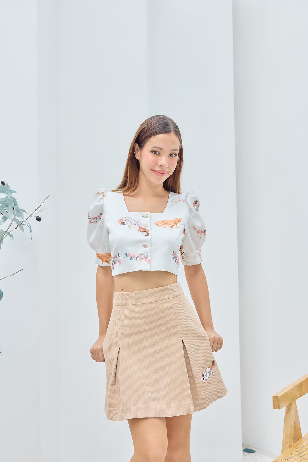 Thumbnail: LM Kitty Embroidered Corduroy Skirt
