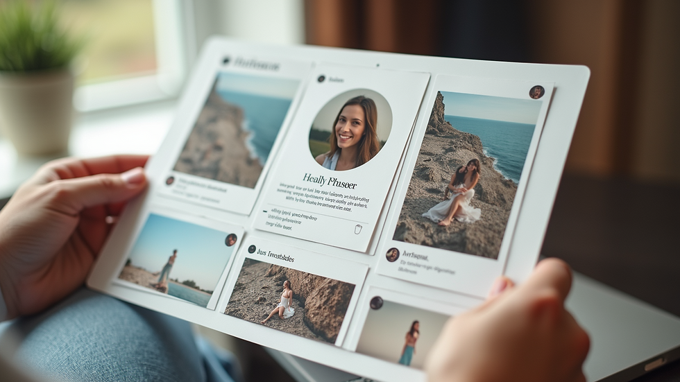 Eye-level view of a Pinterest profile page with a creative layout