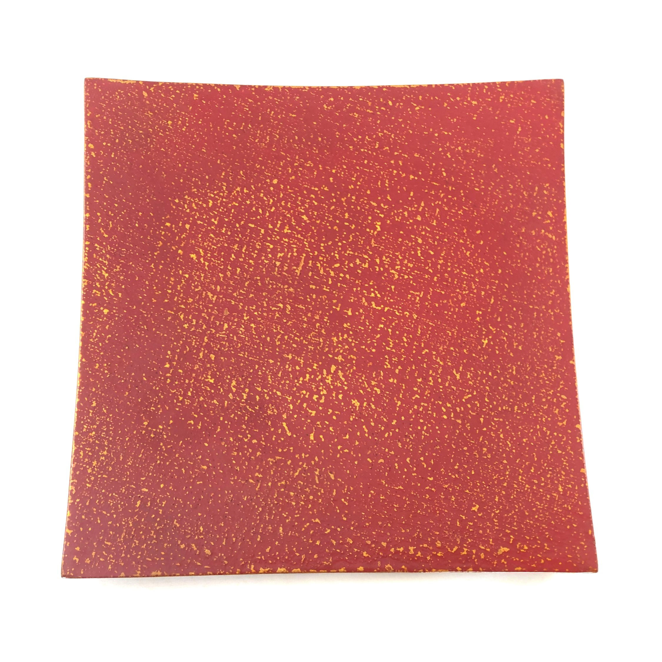 【42-0042】布目四方皿　朱金