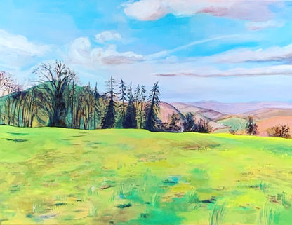 Peinture à l'huile d'un Paysage de montagnes. Hauteurs alpines
Couleurs vives de Bleu , vert et jaune . Oeuvre originale unique.
Oil painting of a mountain landscape. Alpine Heights.
Vivid colors of blue, green, and yellow. Unique original artwork.