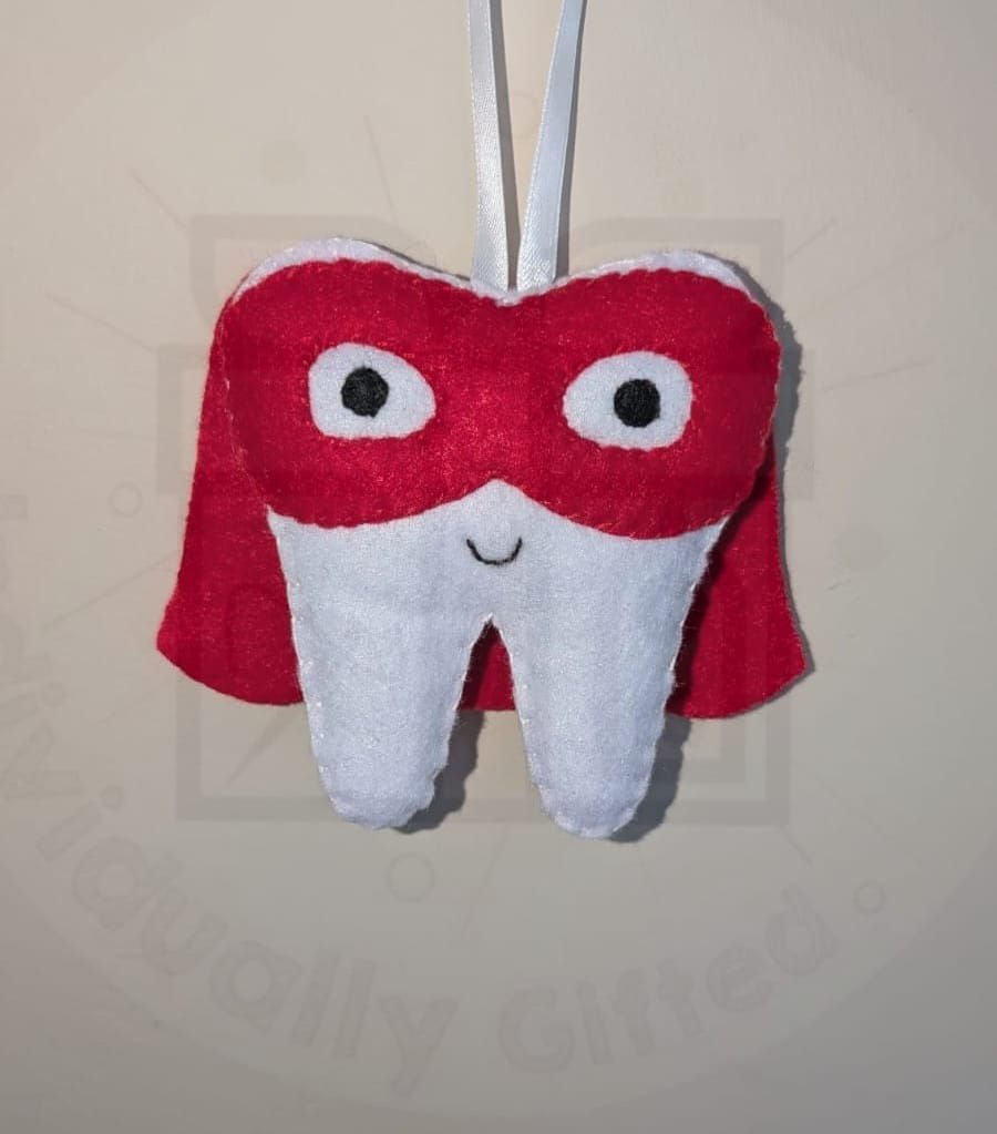Red superhero tooth pouch